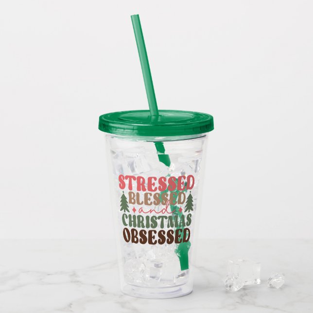 Verre En Acrylique Stressé, béni et observé à Noël (Devant glace)