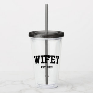 Verre En Acrylique Style Varsity Wifey Est. Minimaliste annuel