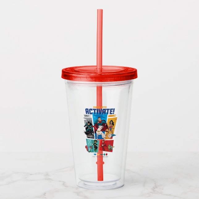 Verre En Acrylique Super-Animaux & Justice League - Activez ! (Devant)