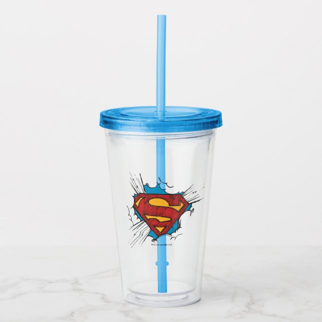 Verre En Acrylique Superman S-Shield | Dans le logo Nuages (Devant)