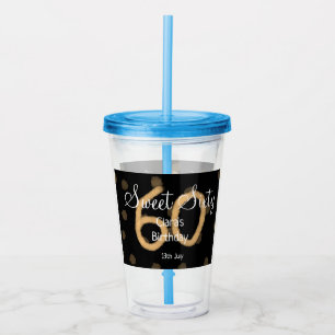 Verre En Acrylique Sweet Soixante ajouter nom date anniversaire Polka