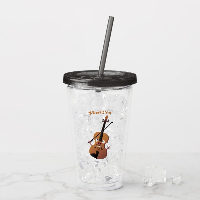 Verre En Acrylique Sympa drôle violon personnage de dessin animé (Dos glace)