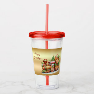 Verre En Acrylique Tasse en Acrylique de Noël Train en Pain d'Épice