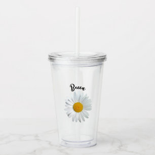 Verre En Acrylique Tasse personnalisée avec fleur de marguerite blanc
