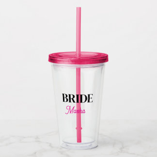 Verre En Acrylique Tasse personnalisée avec nom de mariée en monogram