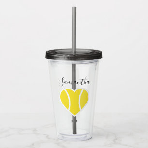 Verre En Acrylique Tennis Love Yellow Ball Heart Sports Personnalisés