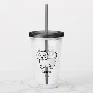 Verre En Acrylique Térrier West Highland blanc Chien de dessin animé