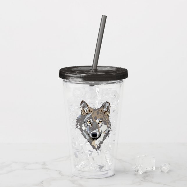 Verre En Acrylique Tête d'animal sauvage de Wolf (Dos glace)
