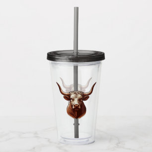 Verre En Acrylique Texas Longhorn