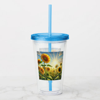 Verre En Acrylique Tournesol Étreinte Dorée