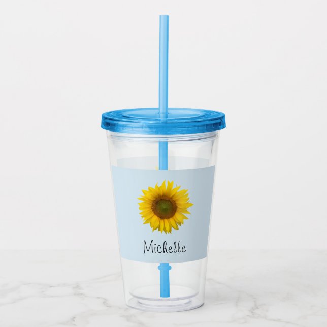 Verre En Acrylique Tournesol mignon Pays Floral Bleu (Devant)