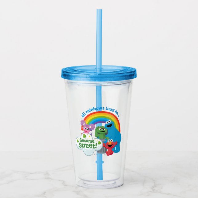 Verre En Acrylique Tous les Rainbows mènent à Sesame Street (Devant)