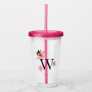Verre En Acrylique Toute Lettre Rose Floral Acrylique Tumbler