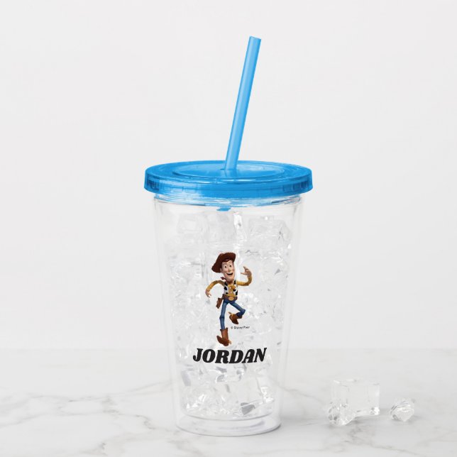 Verre En Acrylique Toy Story - Woody | Ajoutez votre nom (Dos glace)