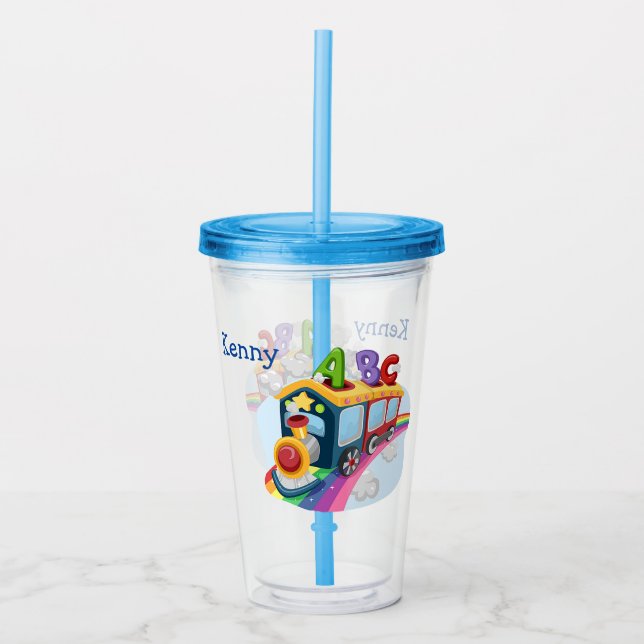 Verre En Acrylique Train ABC personnalisé pour enfants (Devant)