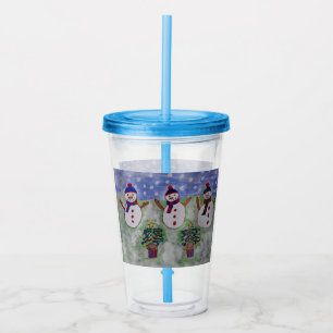 Verre En Acrylique Trois motoneiges de Noël