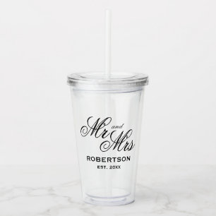 Verre En Acrylique Tumbler acrylique M & Mme pour mariage