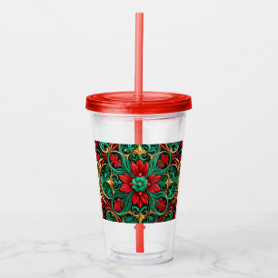 Verre En Acrylique Tumbler en acrylique décoratif rouge vert pour les