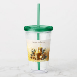 Verre En Acrylique Tumbler en acrylique Noël Fêtes Bougies Dorées