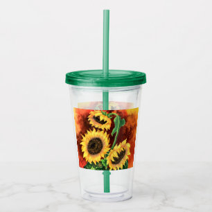 Verre En Acrylique Tumbler en Acrylique Tournesols Jaunes