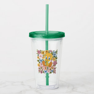 Verre En Acrylique TWEETY™ Broderie Florale Graphique