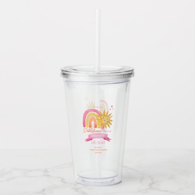 Verre En Acrylique Un petit rayon de soleil Baby shower fille (Devant)