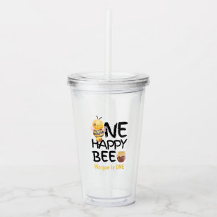Verre En Acrylique Une joyeuse Bee Honey Yellow Bee Girls 1er anniver