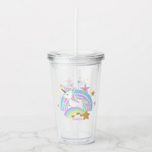 Verre En Acrylique Unicorne arc-en-ciel