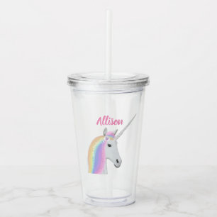 Verre En Acrylique Unicorne rose Paruline acrylique personnalisée