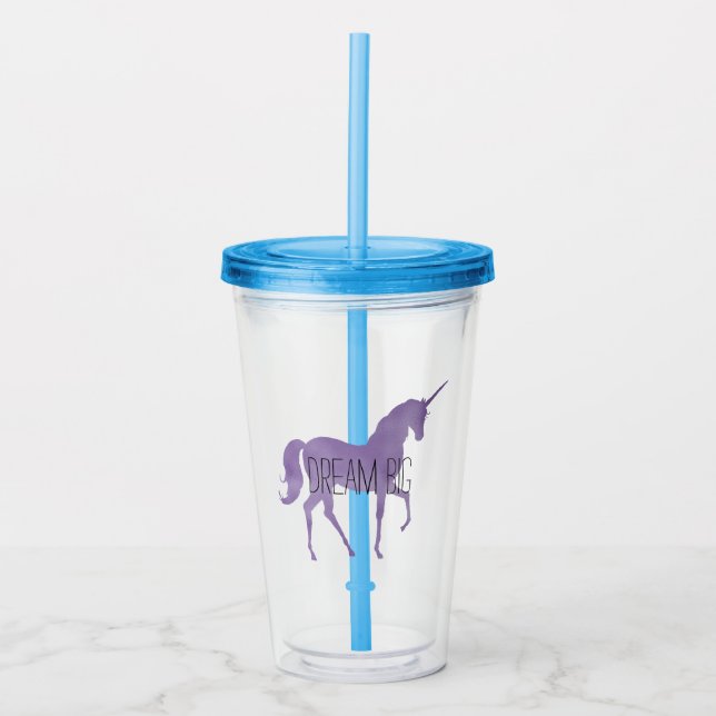 Verre En Acrylique Unicorne violette (Devant)