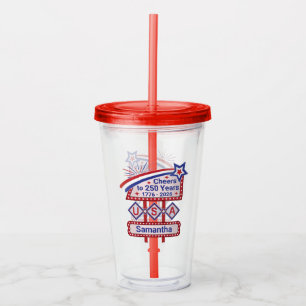 Verre En Acrylique USA 250 personnalisé - Marquee Rétro Patriotique