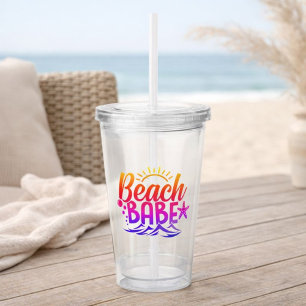 Verre En Acrylique Vacances d'été de la fille de plage