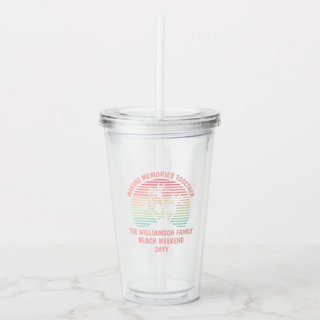 Verre En Acrylique Vacances familiales personnalisées Retro Tropical  (Devant)