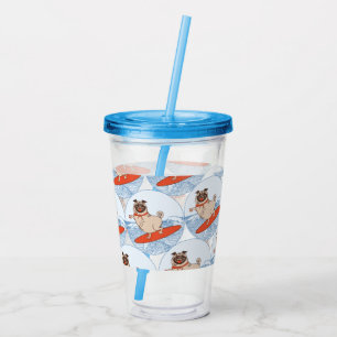 Verre En Acrylique Vague à cheval heureux chien de carlin sur la plan