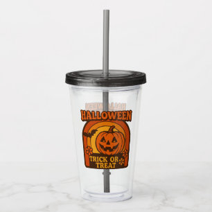 Verre En Acrylique Vintage 1970 Trick or Treat Halloween