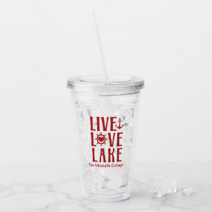 Verre En Acrylique Vivez l'amour du lac - Saint-Valentin nautique