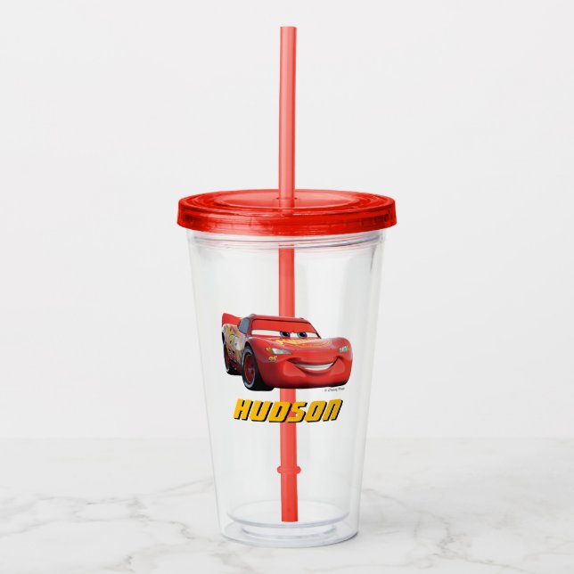 Verre En Acrylique Voitures Lightning McQueen fête d'anniversaire Fav (Devant)