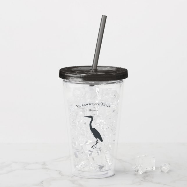 Verre En Acrylique votre nom de texte personnalisé Silhouette Great B (Dos glace)