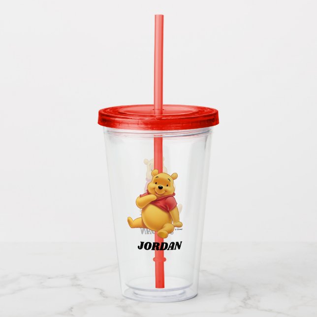Verre En Acrylique Winnie the Pooh Sitting| Ajouter votre nom (Devant)