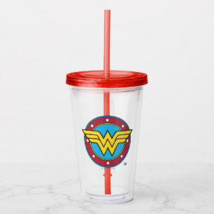 Verre En Acrylique Wonder Woman   Logo Cercle & Etoiles