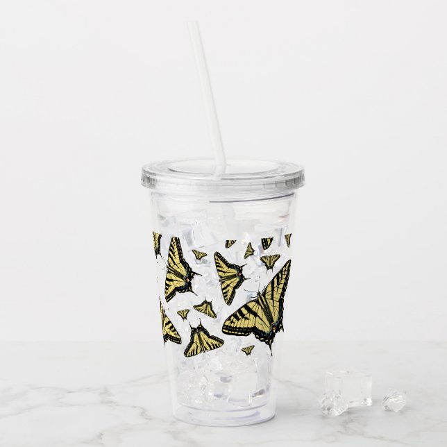 Verre En Acrylique Yellow Swallowtail Butterflies  (Devant glace)