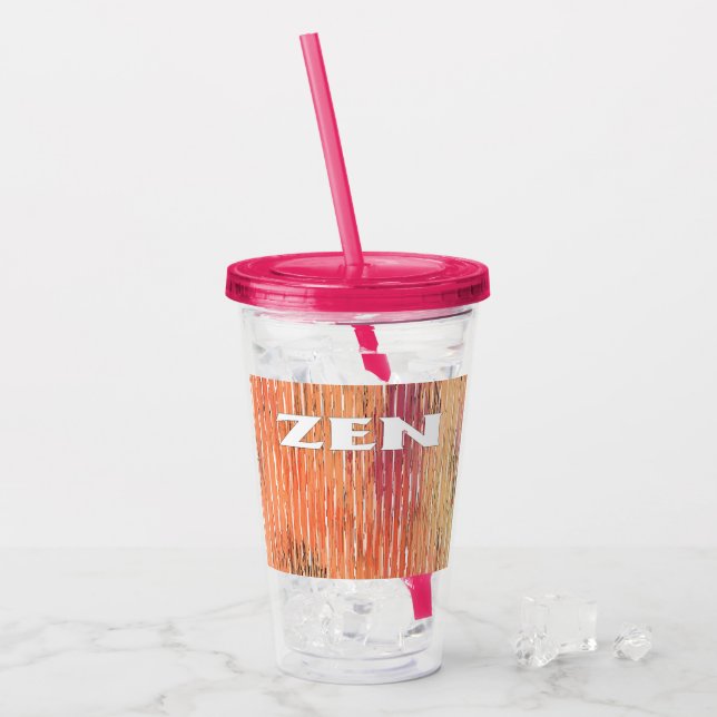 Verre En Acrylique Zen blanc roseaux fuchsia acrylique tumbler (Devant glace)