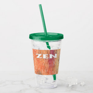 Verre En Acrylique Zen blanc roseaux vert acrylique tumbler