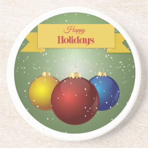 Verre En Grès Boules de Noël rouge jaune et bleu Dessous de verr