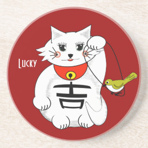 Verre En Grès Chat Lucky - Maneki Neko - Beckoning... Dessous de