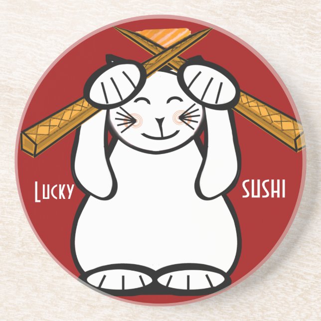 Verre En Grès Chat Lucky - Maneki Neko - sushi.. Dessous de verr (Devant)