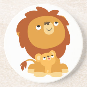 Verre En Grès Cute Cartoon Protecteur Papa Lion et Dessous de ve