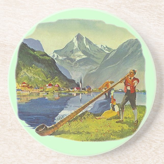 Verre En Grès Klaxon alpin d'alpenhorn d'AlpHorn de dessous de (Devant)