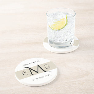 Verre En Grès Monogramme de mariée et de chambre Dessous de verr