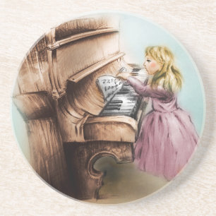 Verre En Grès Piano Girl SandStone Dessous de verre, Art Vintage